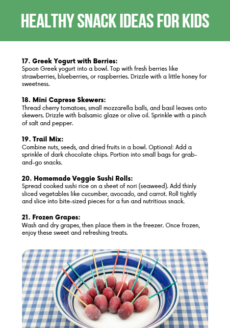 50 Healthy Snack Ideas for Kids – Digital Download PDF