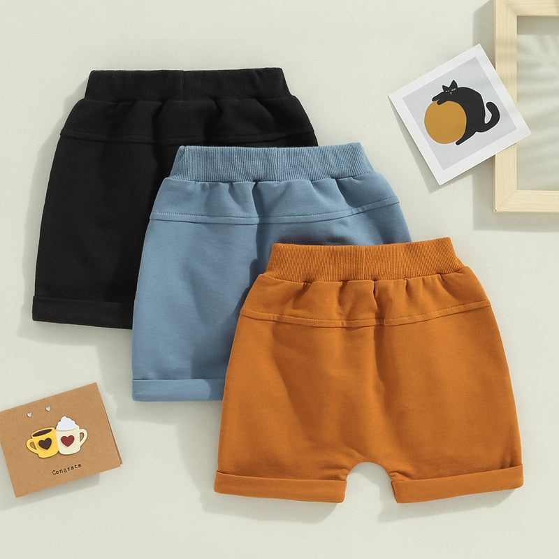 TODDLER BABY KIDS BOYS 3PCS SET SHORTS SOLID COLORS