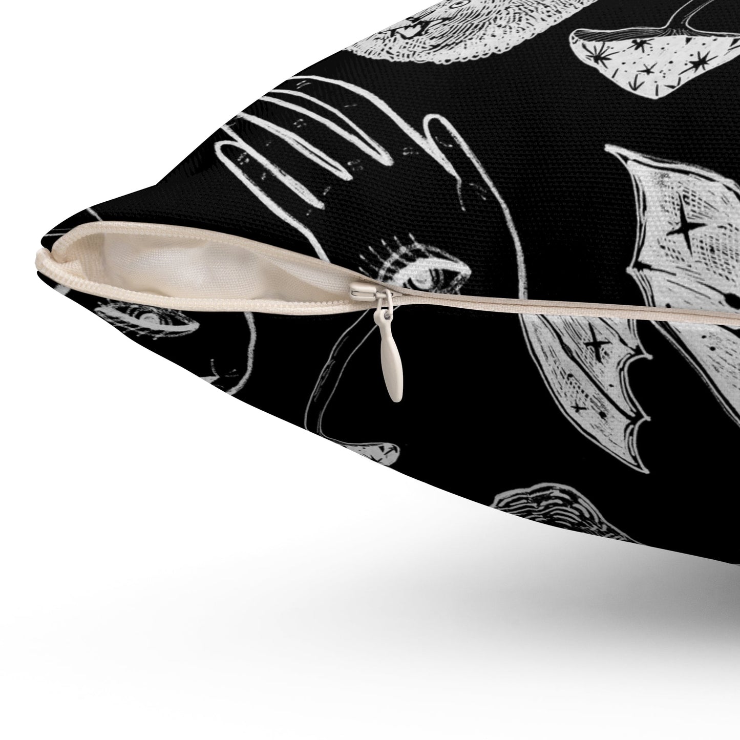 SPOOKY SPELLS, BATS, AND MUSHROOMS THROW PILLOW