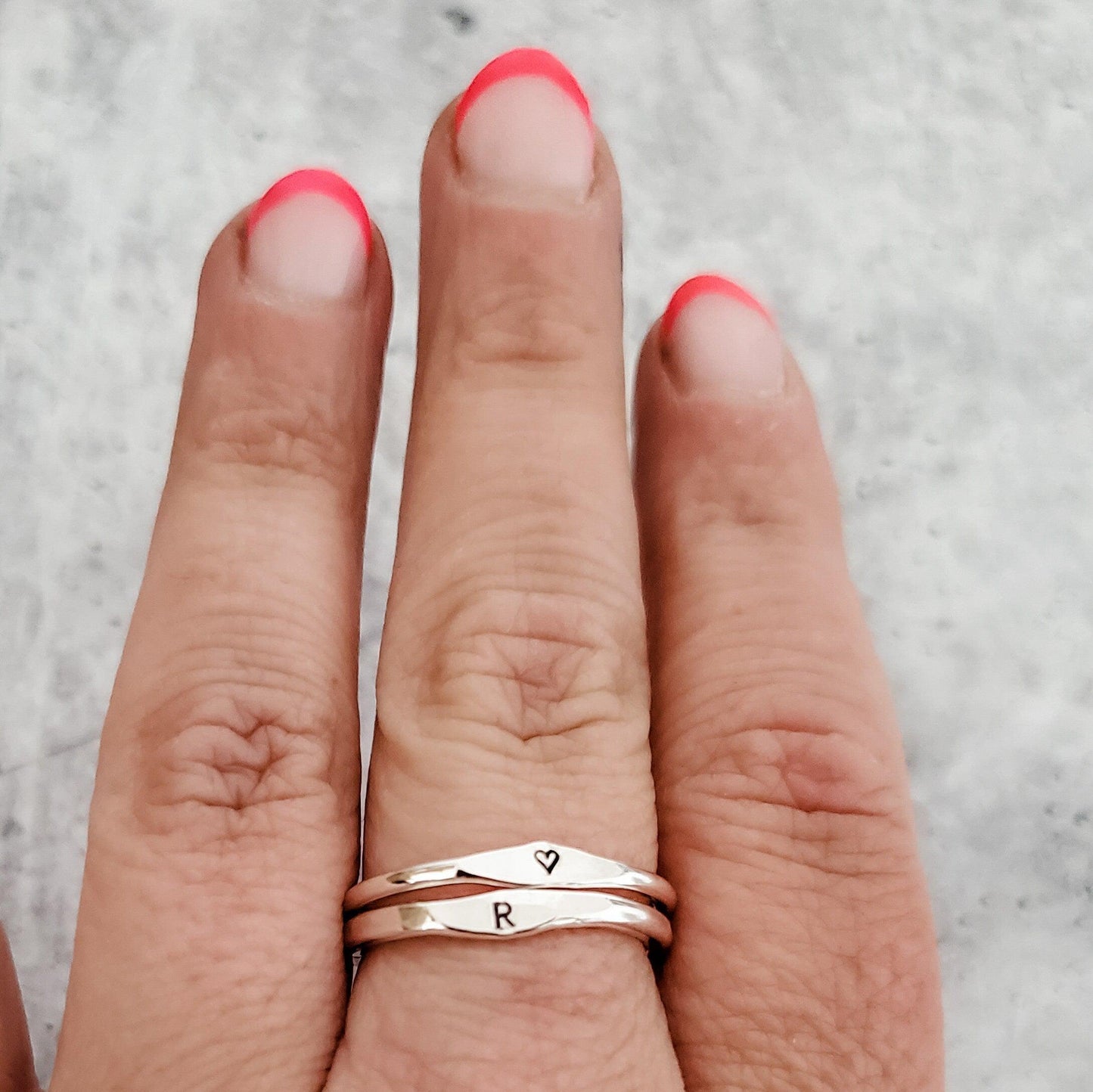 STERLING SILVER INITIAL STACKING RING