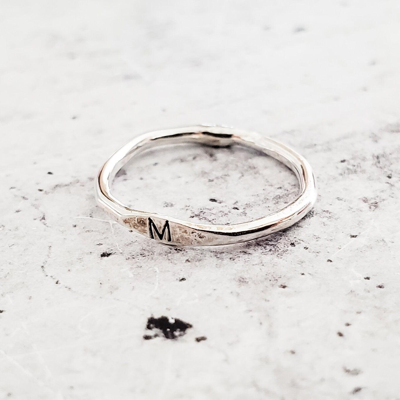 STERLING SILVER INITIAL STACKING RING