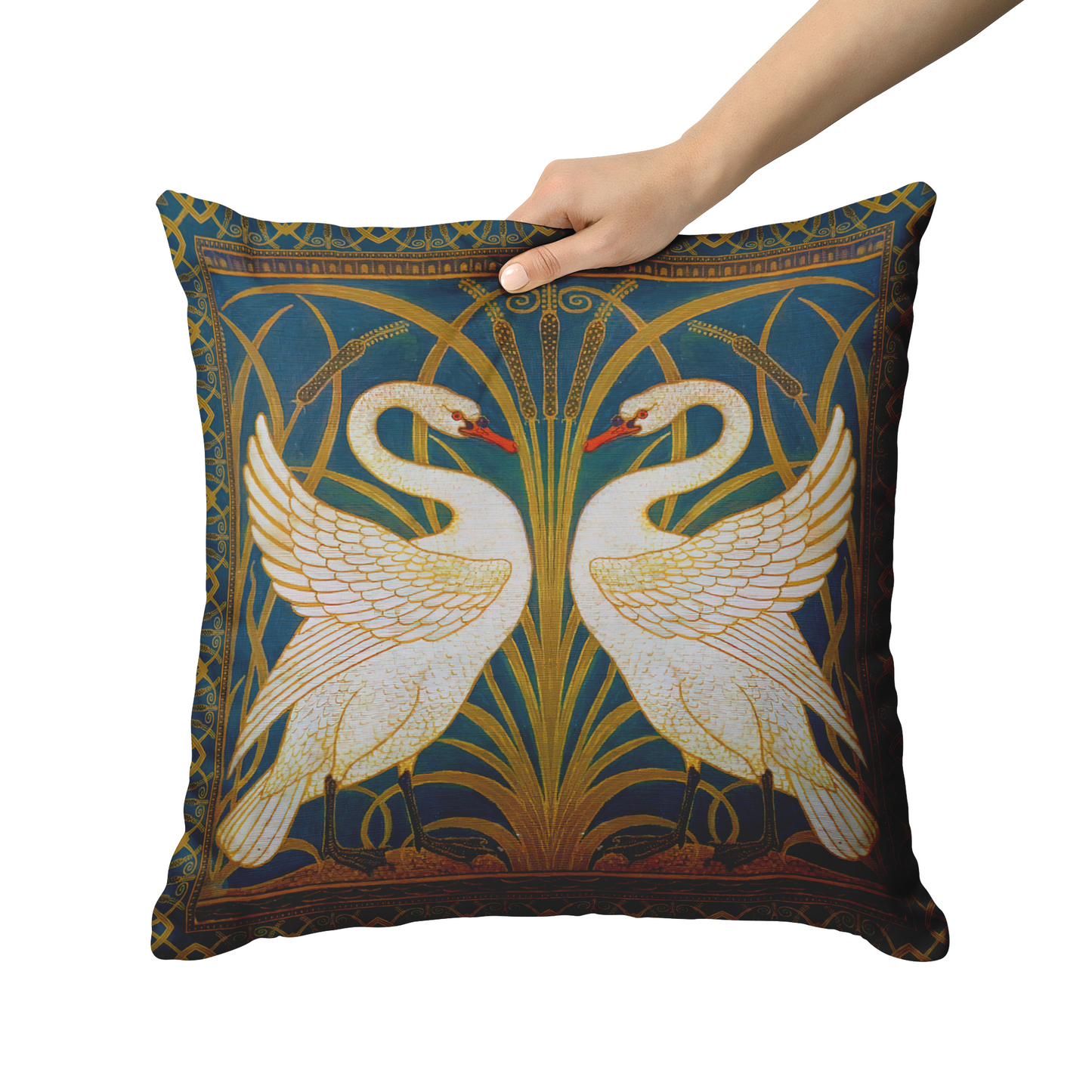 SWAN, RUSH AND IRIS THROW PILLOW