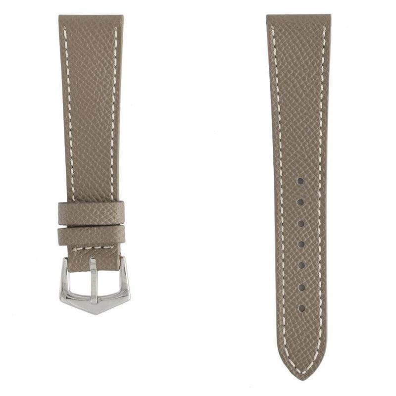 TAUPE HAMMERED CALFSKIN ECRU STITCHES WATCH STRAP