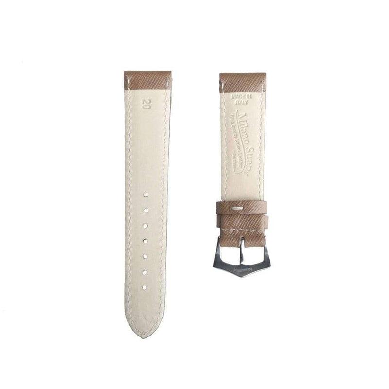 TAUPE SAFFIANO FOLDED EDGE TAUPE STITCHES WATCH STRAP