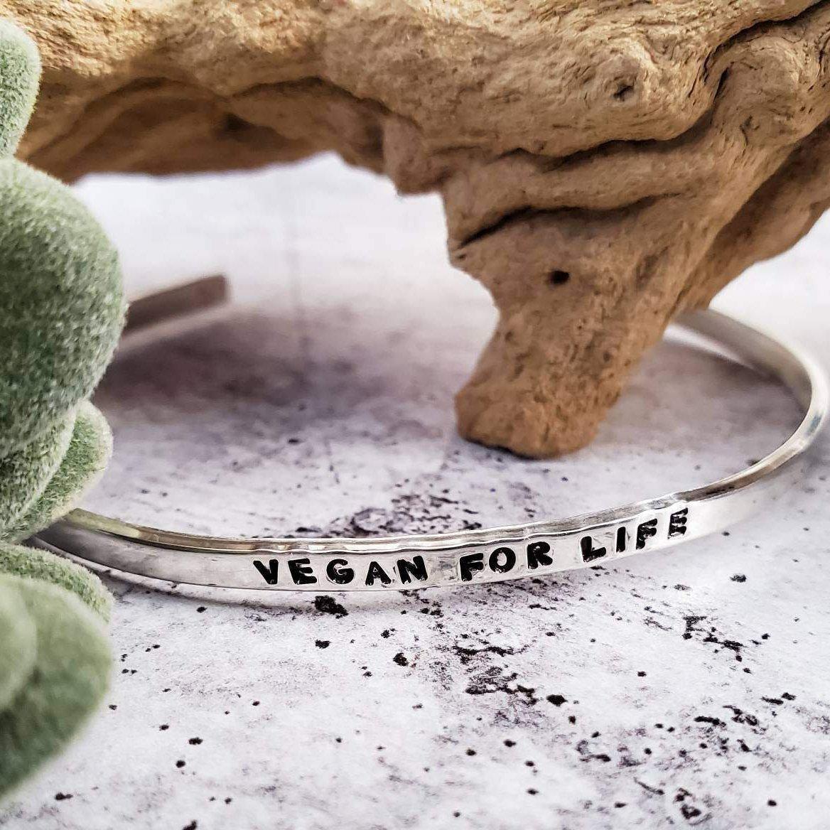 VEGAN FOR LIFE SKINNY CUFF BRACELET