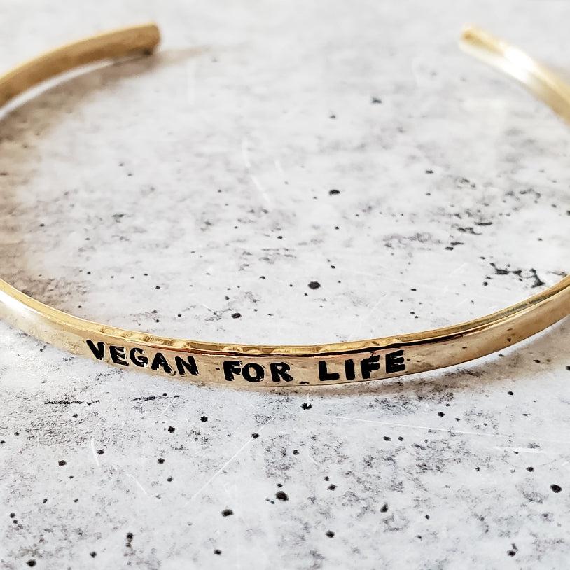 VEGAN FOR LIFE SKINNY CUFF BRACELET