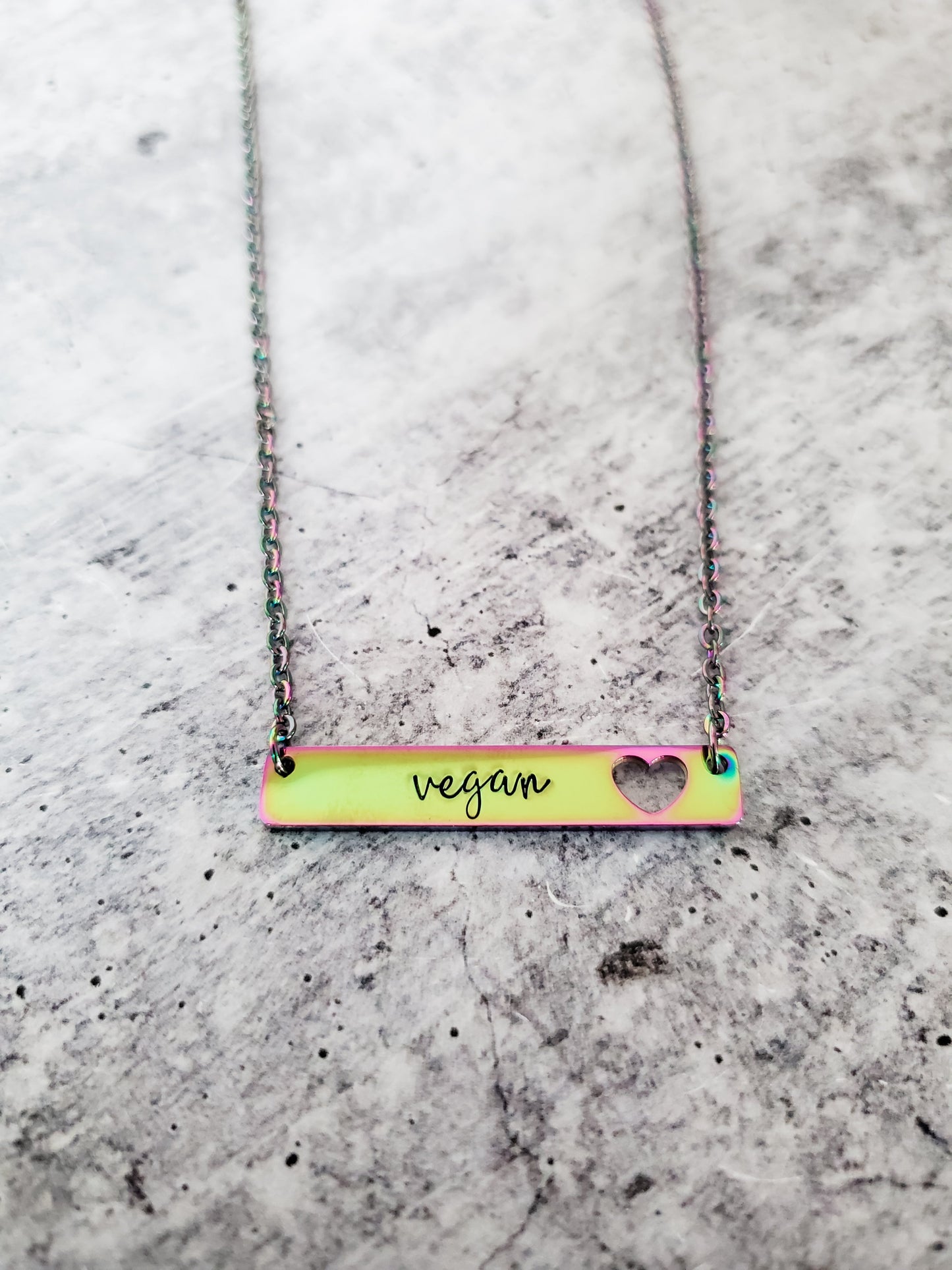 VEGAN RAINBOW BAR NECKLACE