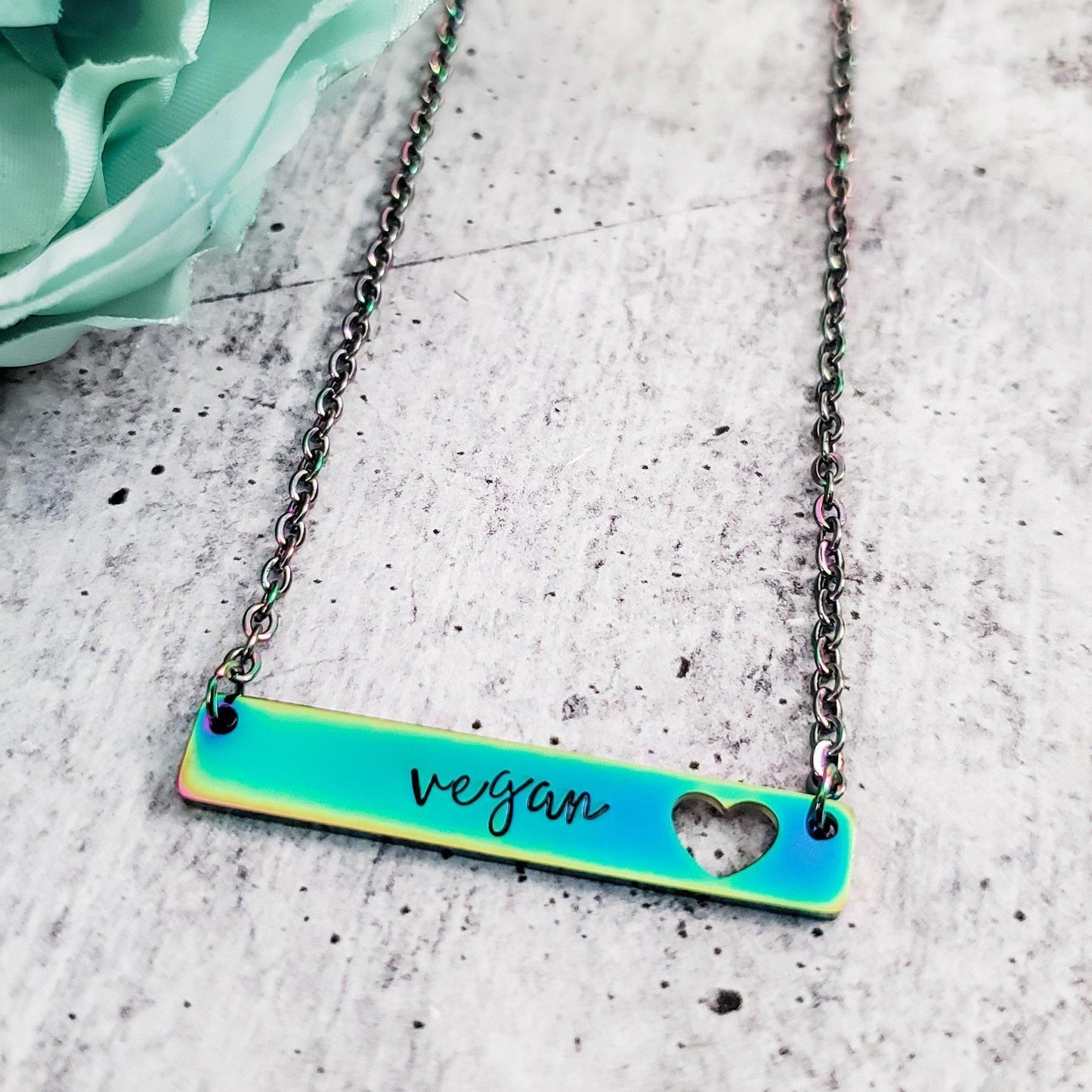 VEGAN RAINBOW BAR NECKLACE