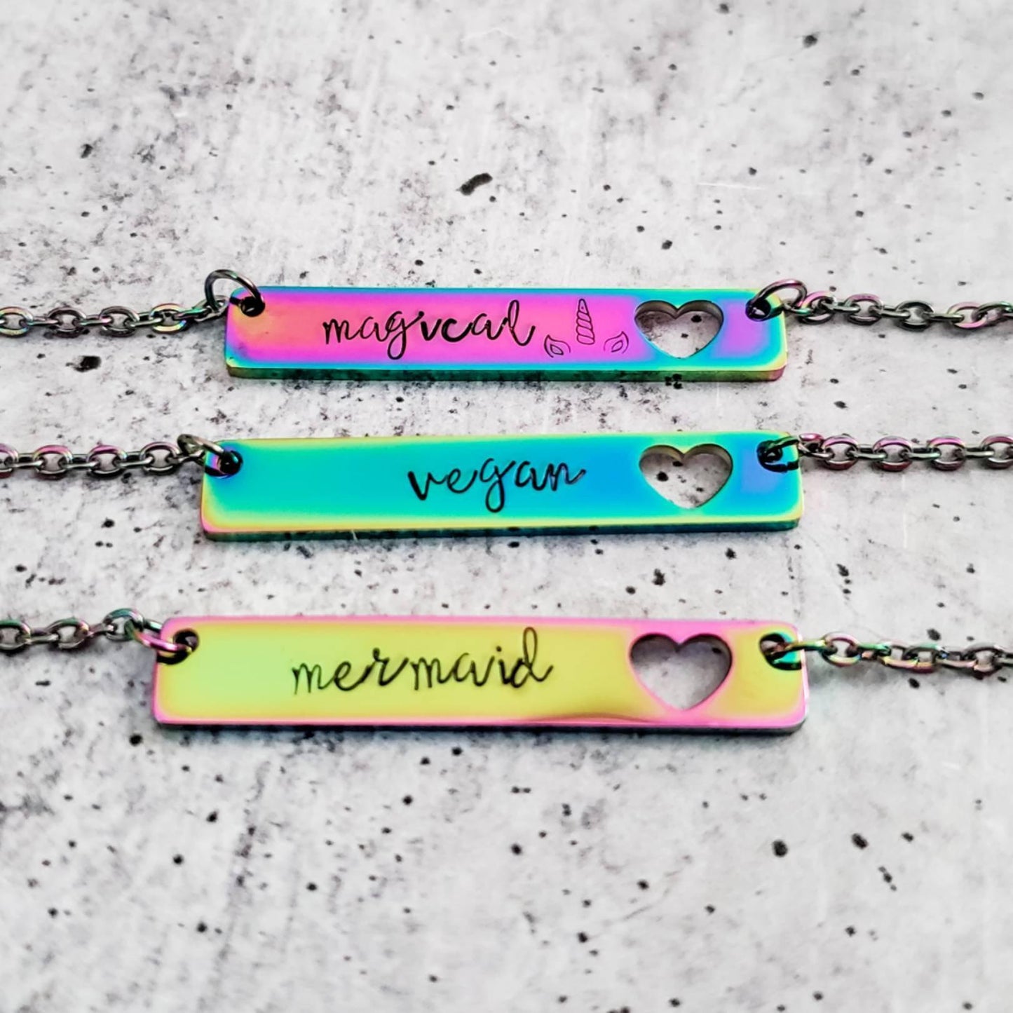 VEGAN RAINBOW BAR NECKLACE