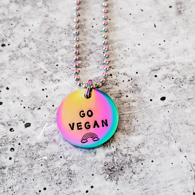 VEGAN RAINBOW PENDANT NECKLACE