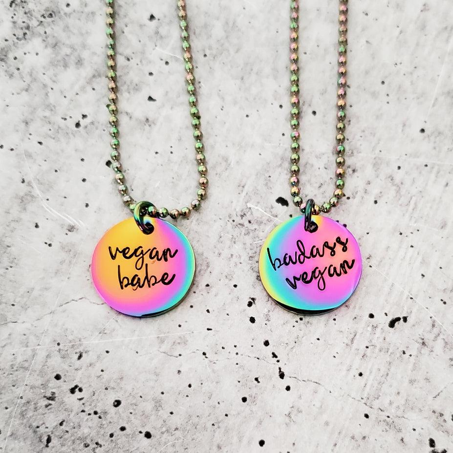 VEGAN RAINBOW PENDANT NECKLACE