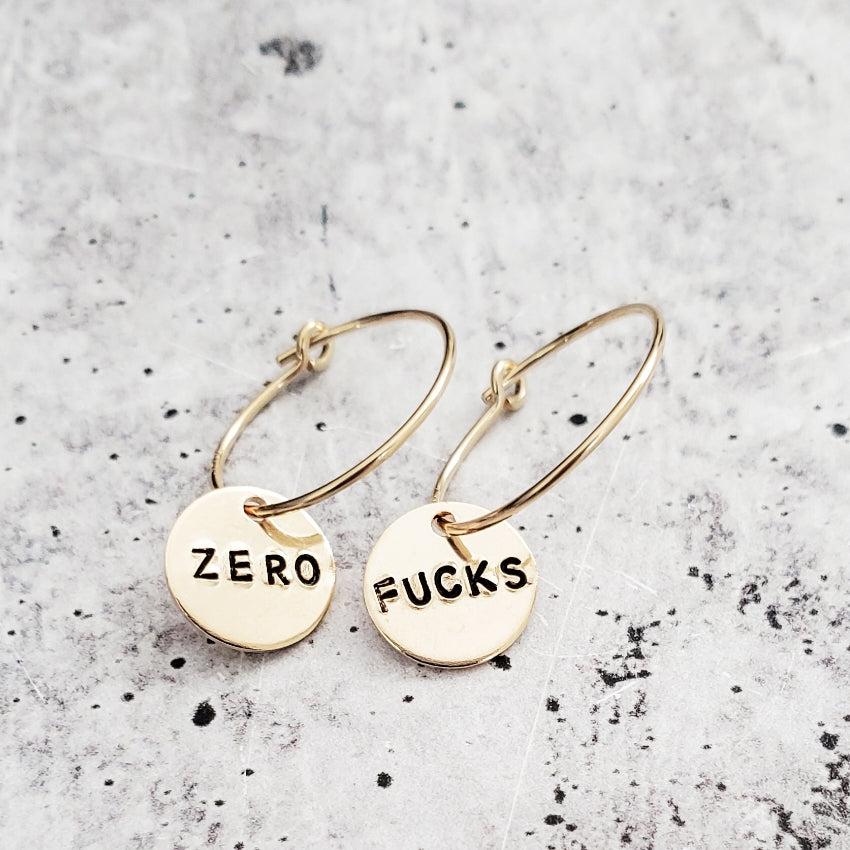 ZERO FUCKS HOOP EARRINGS