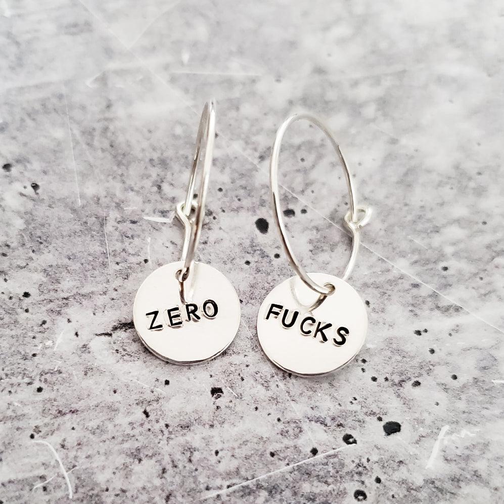 ZERO FUCKS HOOP EARRINGS
