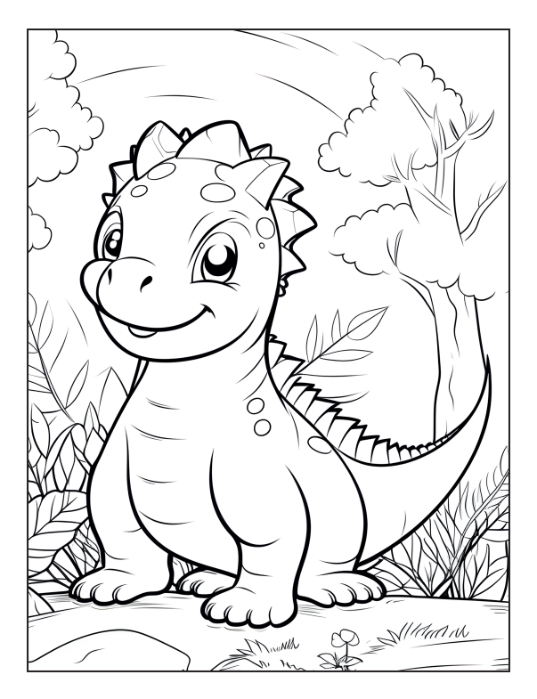 50 Cute Dinosaur Coloring Pages – Instant Download PDF