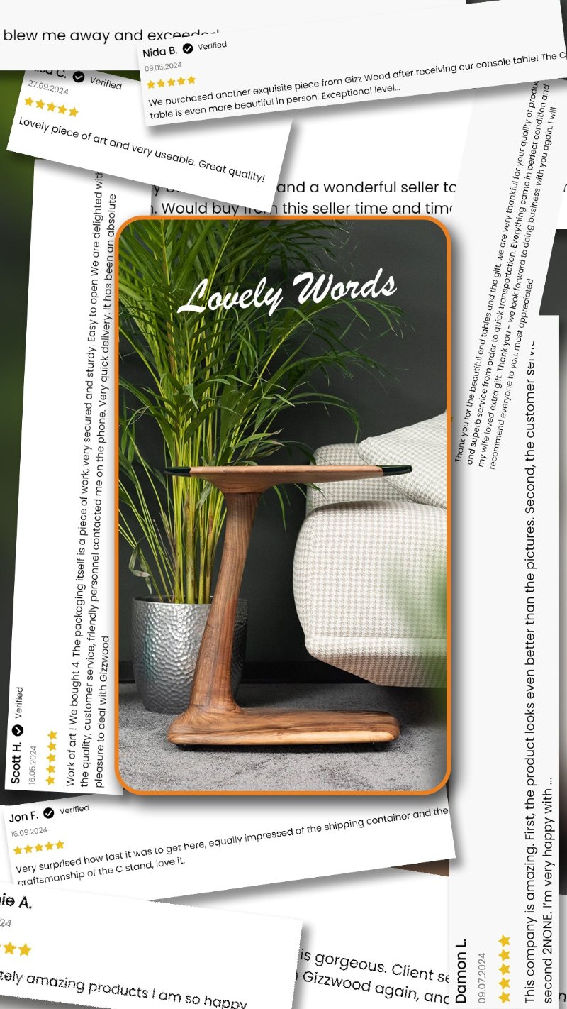 C-SHAPED LUXURY RESIN END / SIDE TABLE - UNIQUE GIFT IDEA