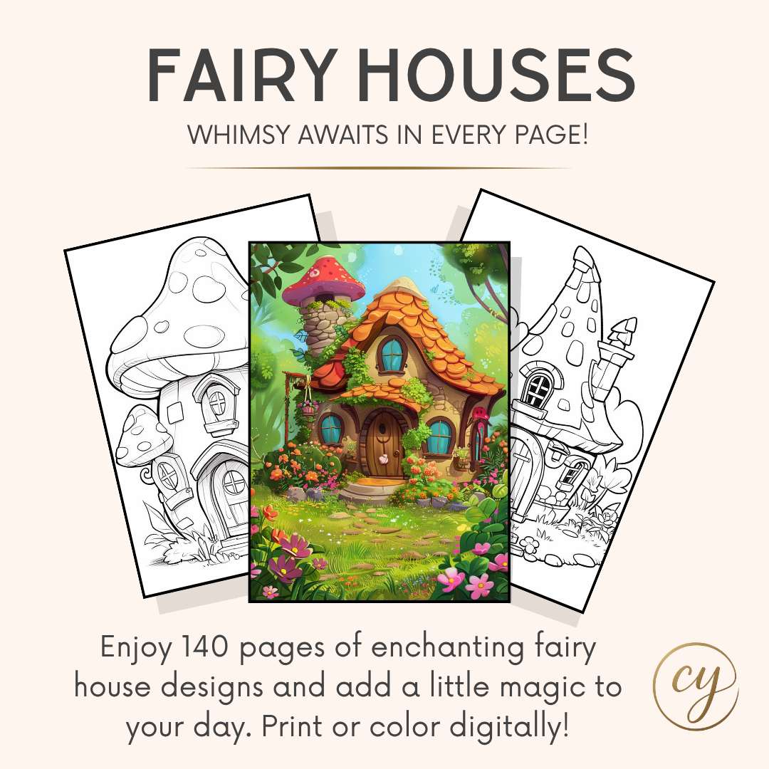 140 Enchanting Fairy Houses Coloring Pages – Printable PDF or Digital Use