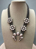 Faux White Buffalo Double Strand Squash Blossom Necklace - 18 inch