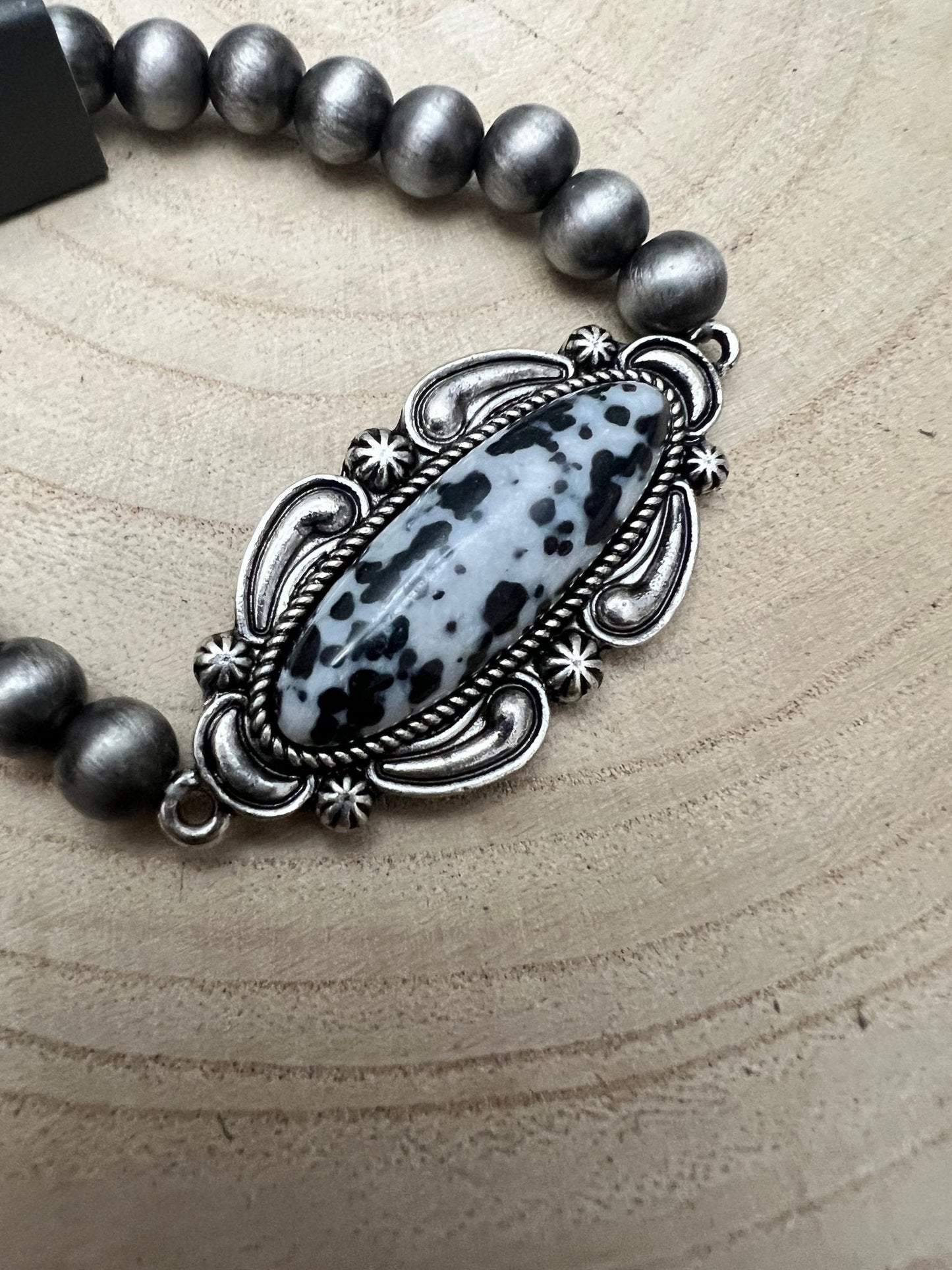 Faux White Buffalo Stretch Bracelet