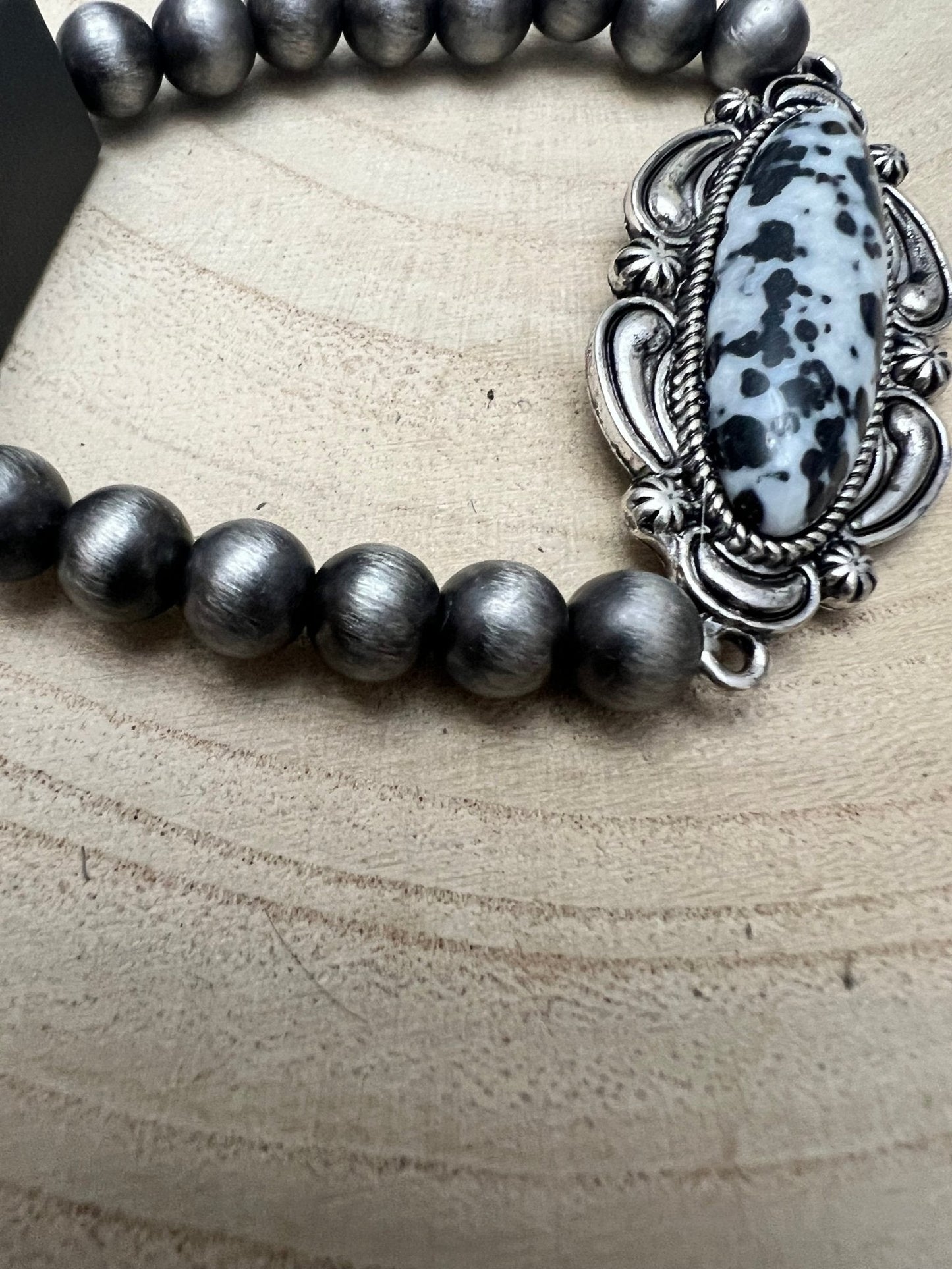 Faux White Buffalo Stretch Bracelet