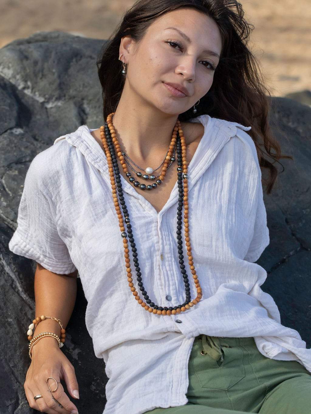 THIN GOLD FILLED TAHITIAN PEARL HOOP EARRINGS - HOKULOA