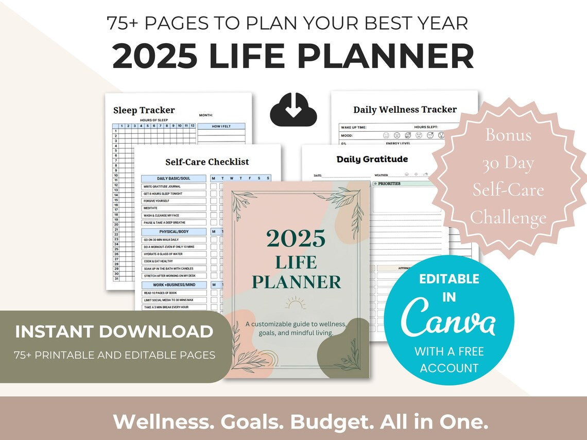 2025 Life Planner | 75+ Pages | Printable & Editable