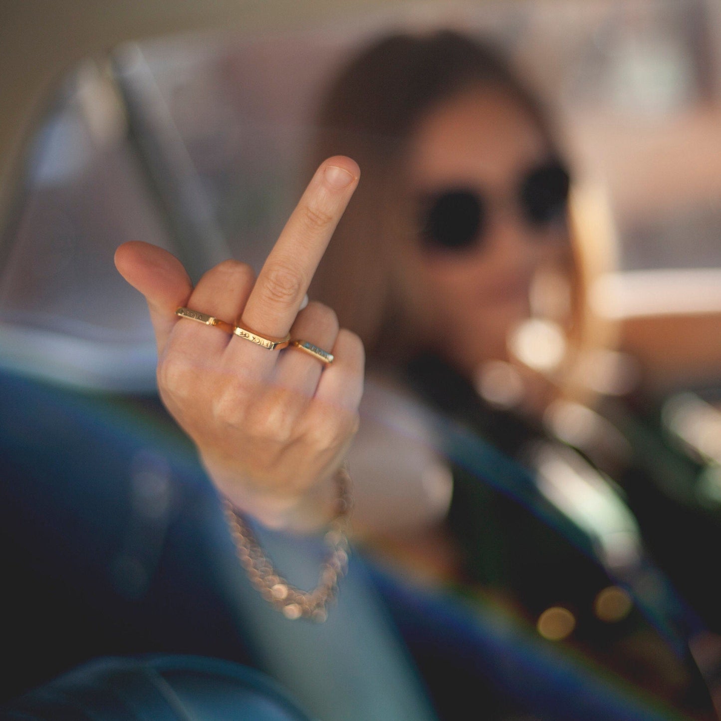 FUCK OFF GOLD OR SILVER FLAT TOP RING
