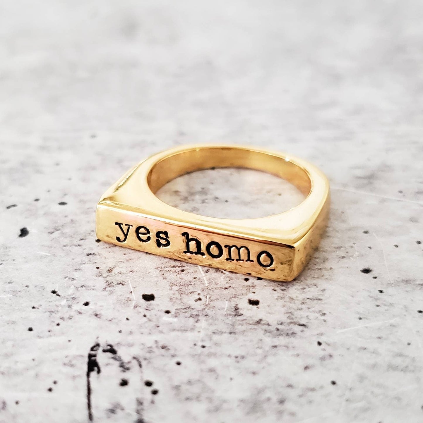 YES HOMO GOLD OR SILVER PRIDE RING