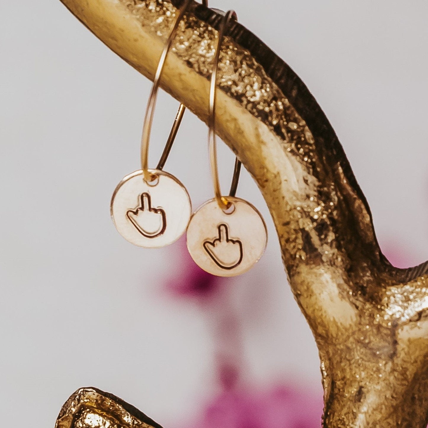 MIDDLE FINGER DAINTY HOOP EARRINGS