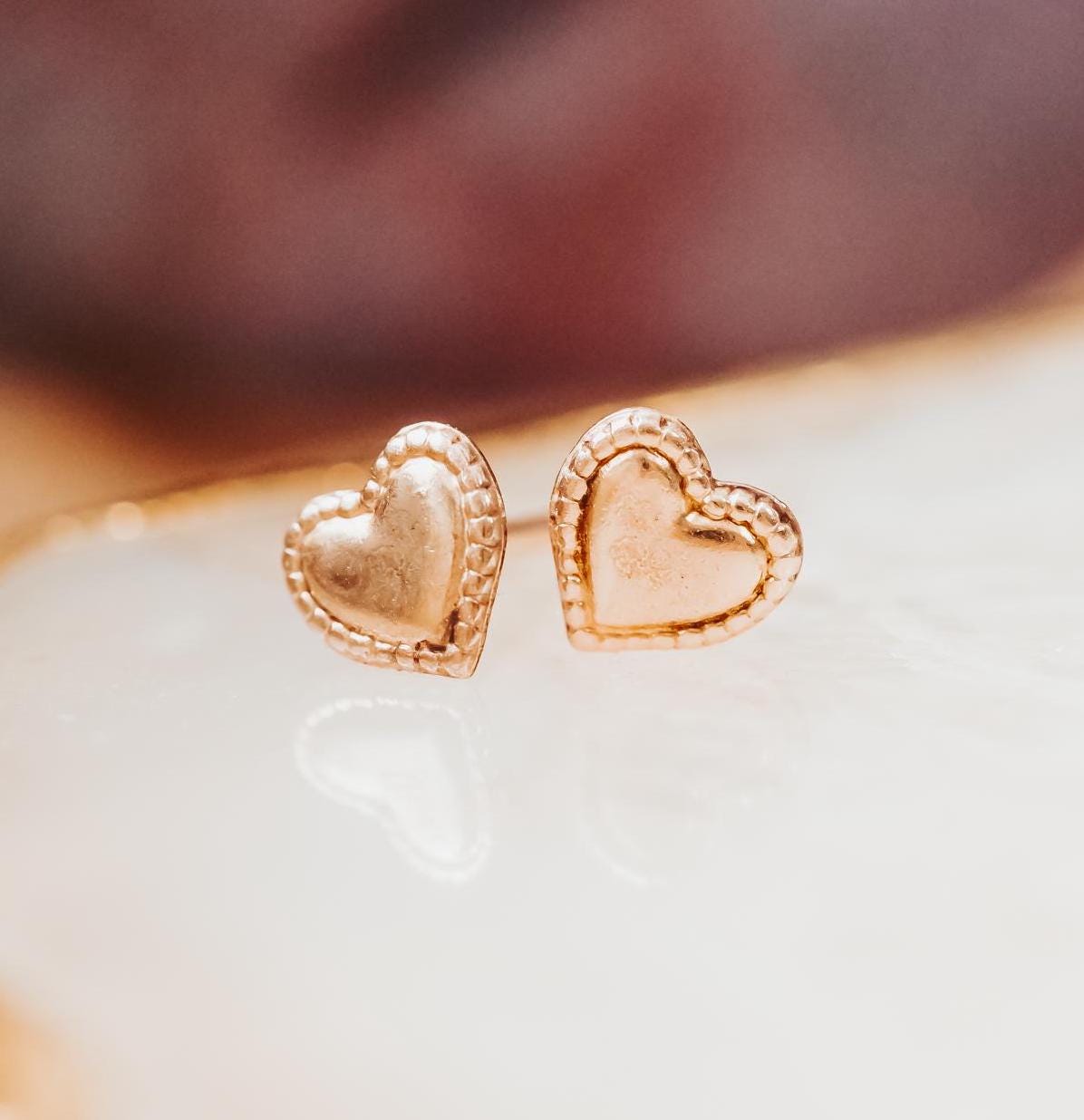 DAINTY HEART STUD EARRINGS