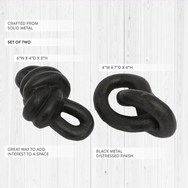 CHUNKY METAL KNOT DECOR, SET OF 2