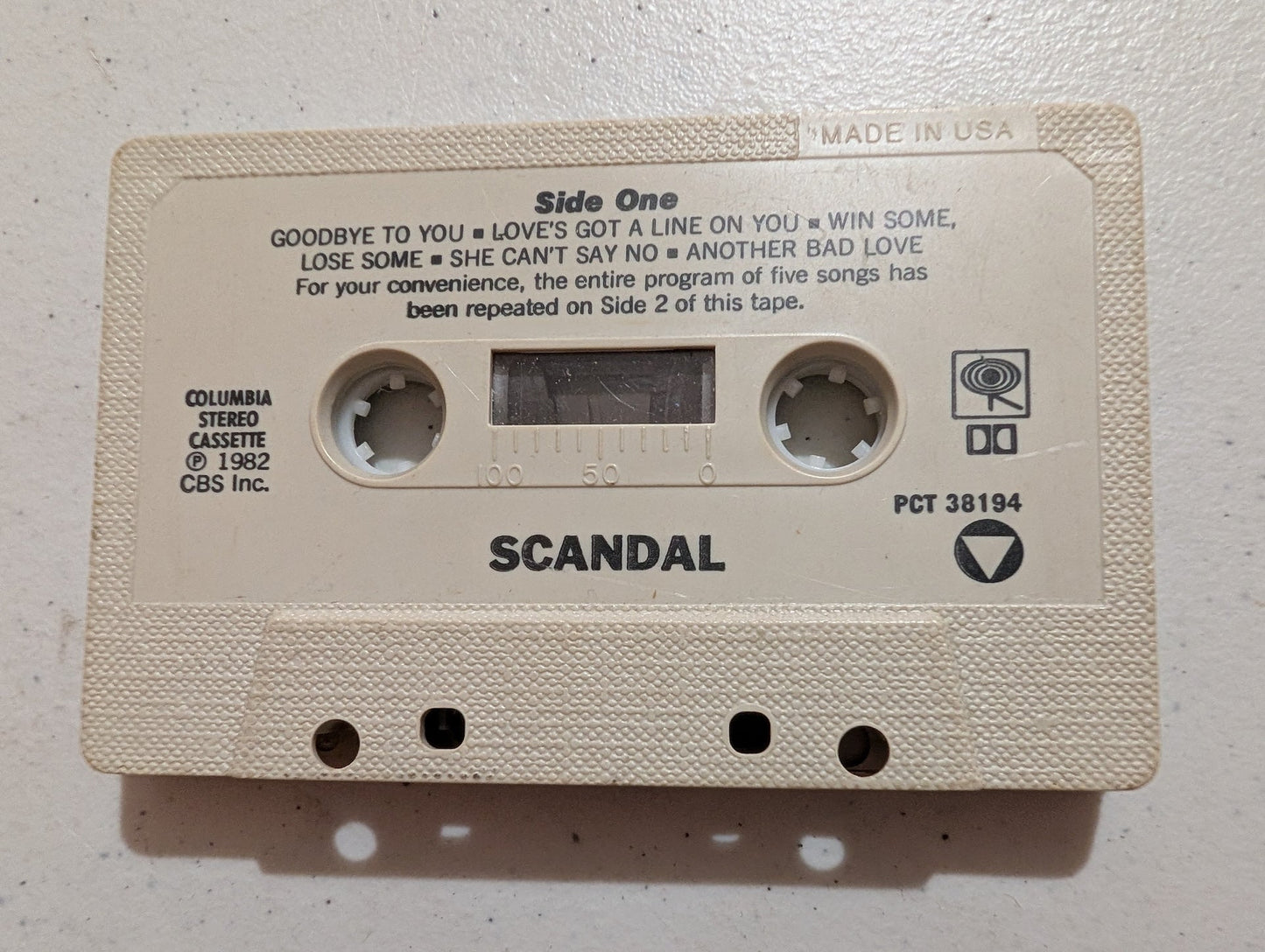 SCANDAL-SCANDAL-CBS-PCT 38194-1982-CASSETTE-C23- CASSETTE ONLY