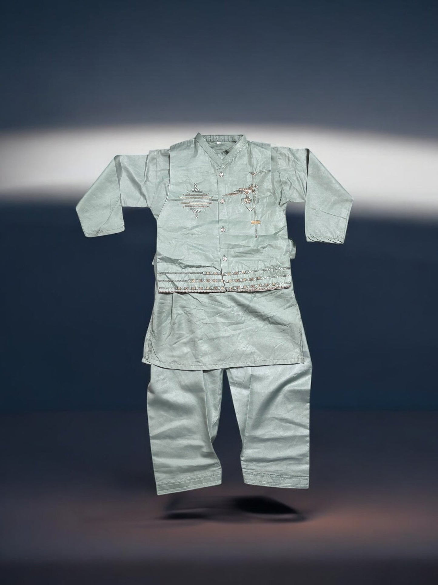 TRADITIONAL KURTA, PAJAMA AND COAT SET FOR BOYS - ETHNIC WEAR- 308
