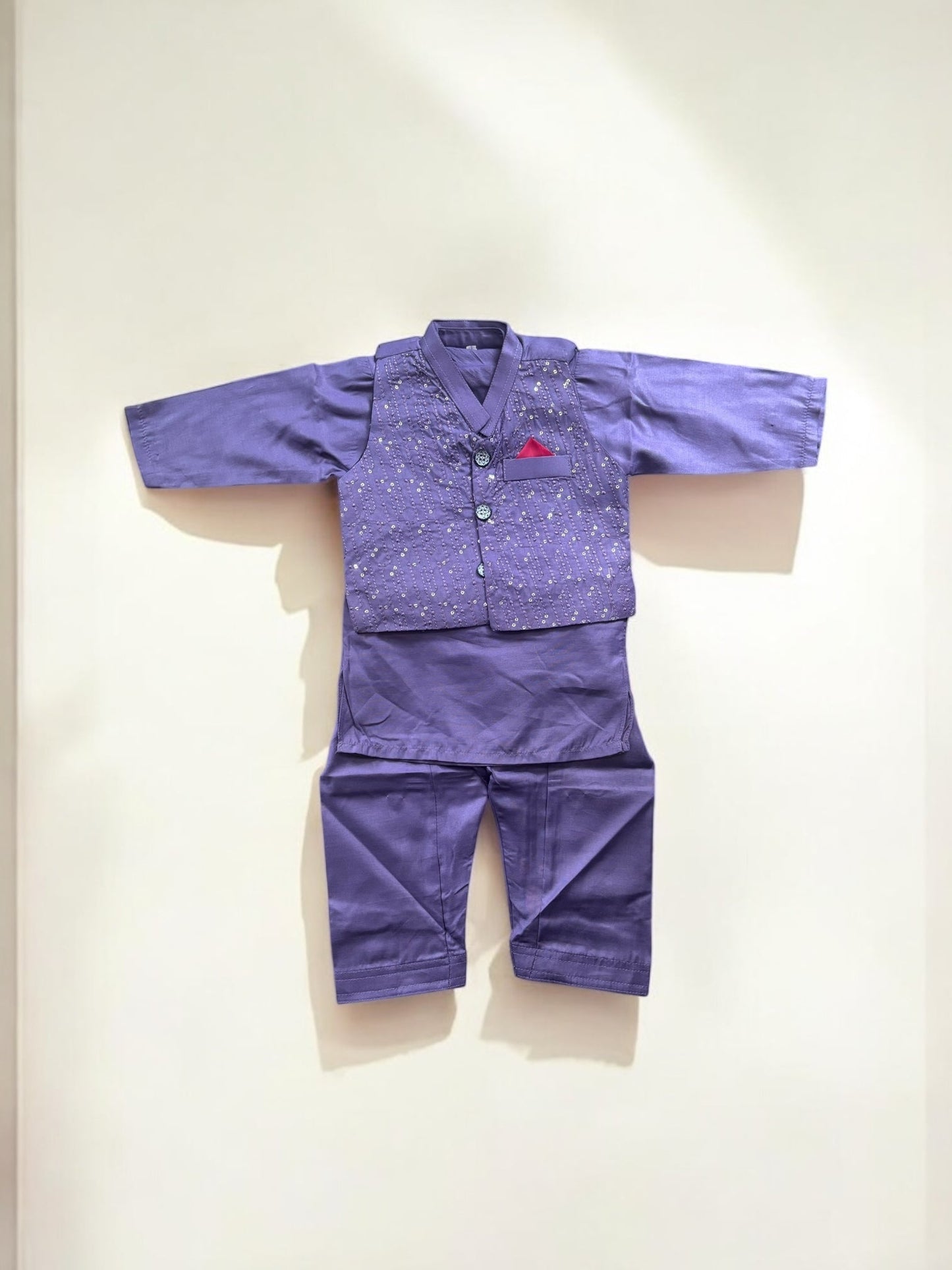 TRADITIONAL KURTA, PAJAMA AND COAT SET FOR BOYS - ETHNIC WEAR- 312