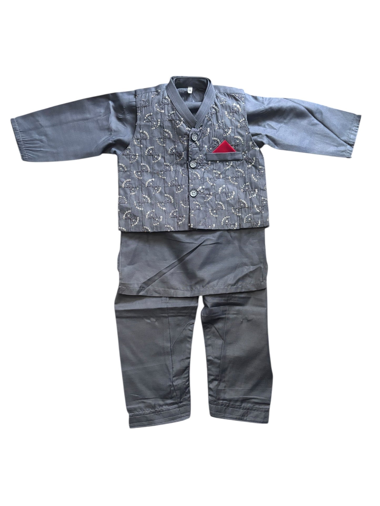 TRADITIONAL KURTA, PAJAMA AND COAT SET FOR BOYS - ETHNIC WEAR- 314