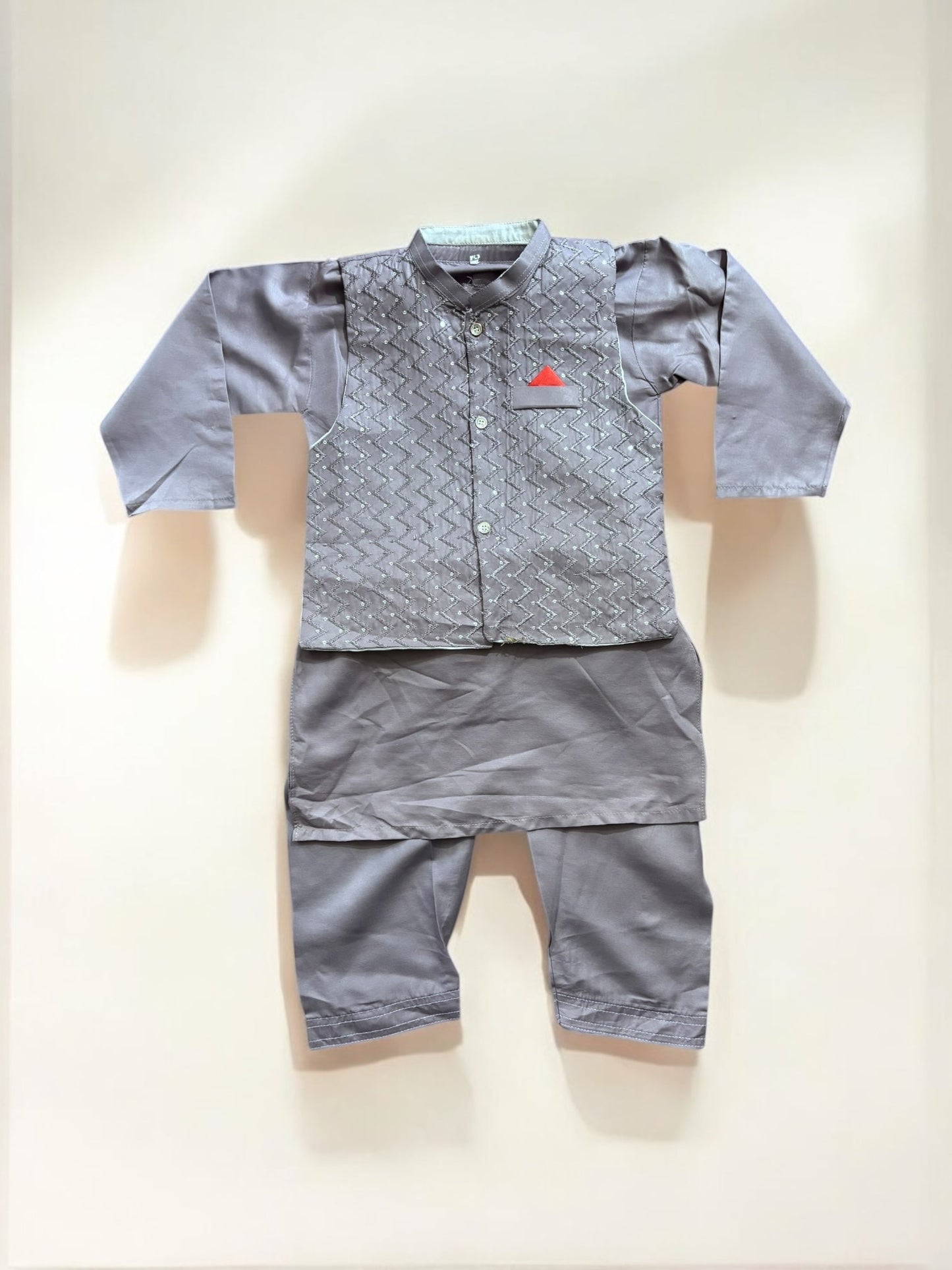 TRADITIONAL KURTA, PAJAMA AND COAT SET FOR BOYS - ETHNIC WEAR- 321