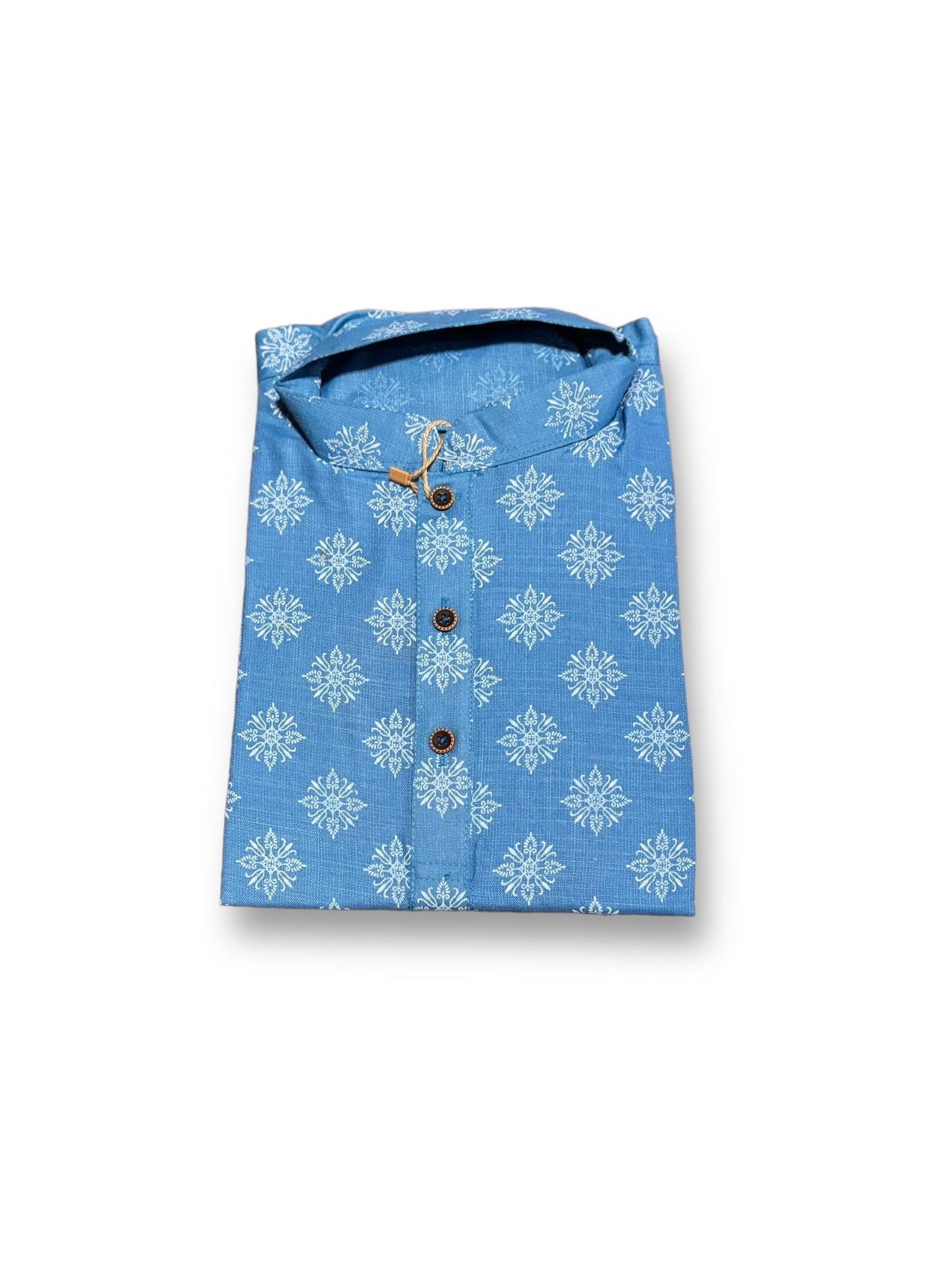TRADITIONAL- BOYS SKY BLUE PRINTED KURTA PAJAMA - 6415