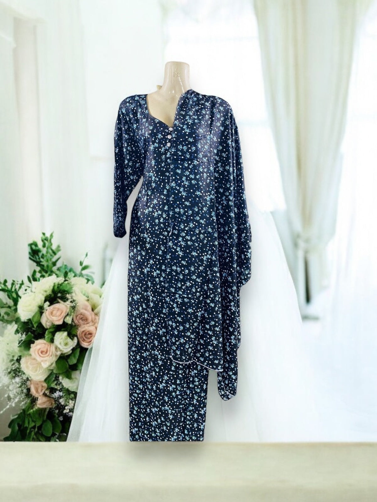 TRADITIONAL BD LINEN MAXI WITH MATCHING DUPATTA β ETHNIC WEAR FOR WOMEN - 118