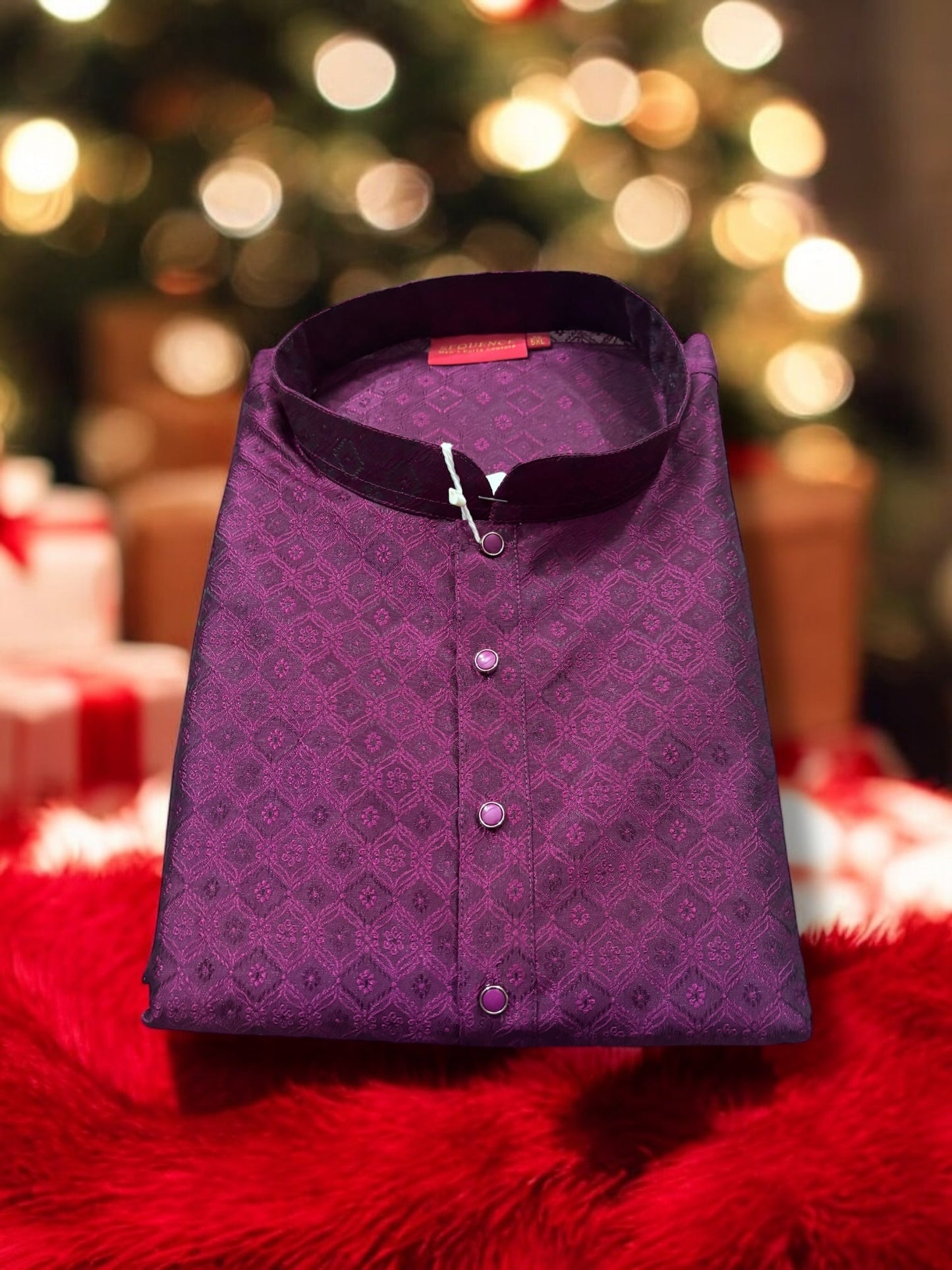 TRADITIONAL MEN'S VIOLET COLOR SILK KURTA PAJAMA SET – ETHNIC WEAR- 6942