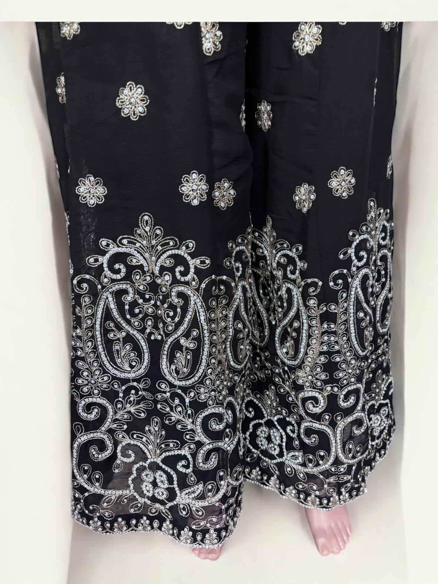 BLACK TRADITIONAL DESIGNER SHARARA SALWAR KAMEEZ SUIT - ETHNIC WEAR FOR WOMEN - 206