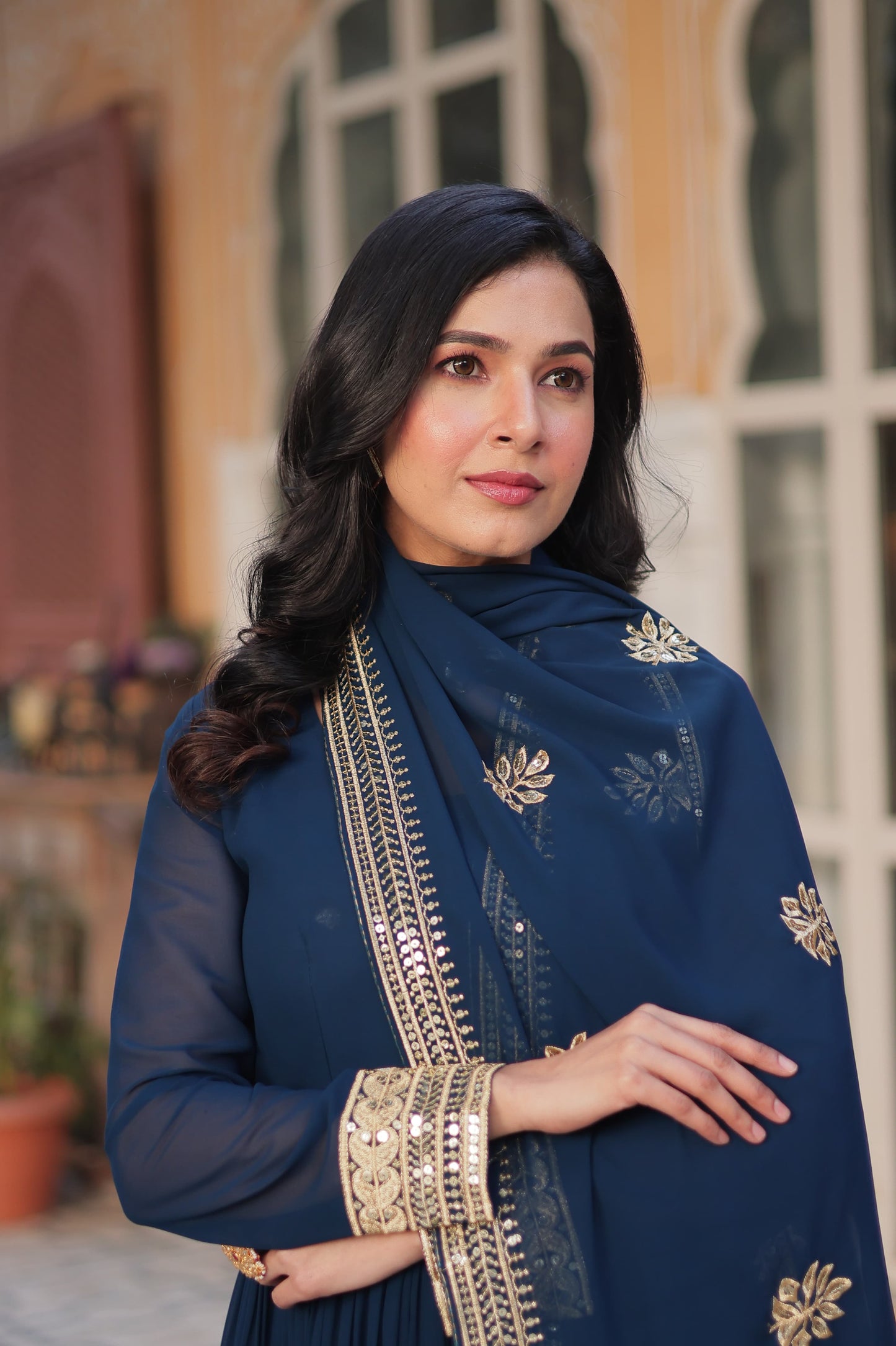 FAUX BLOOMING TRADITIONAL DESIGNER GOWN - ETHNIC WEAR FOR WOMEN - 300