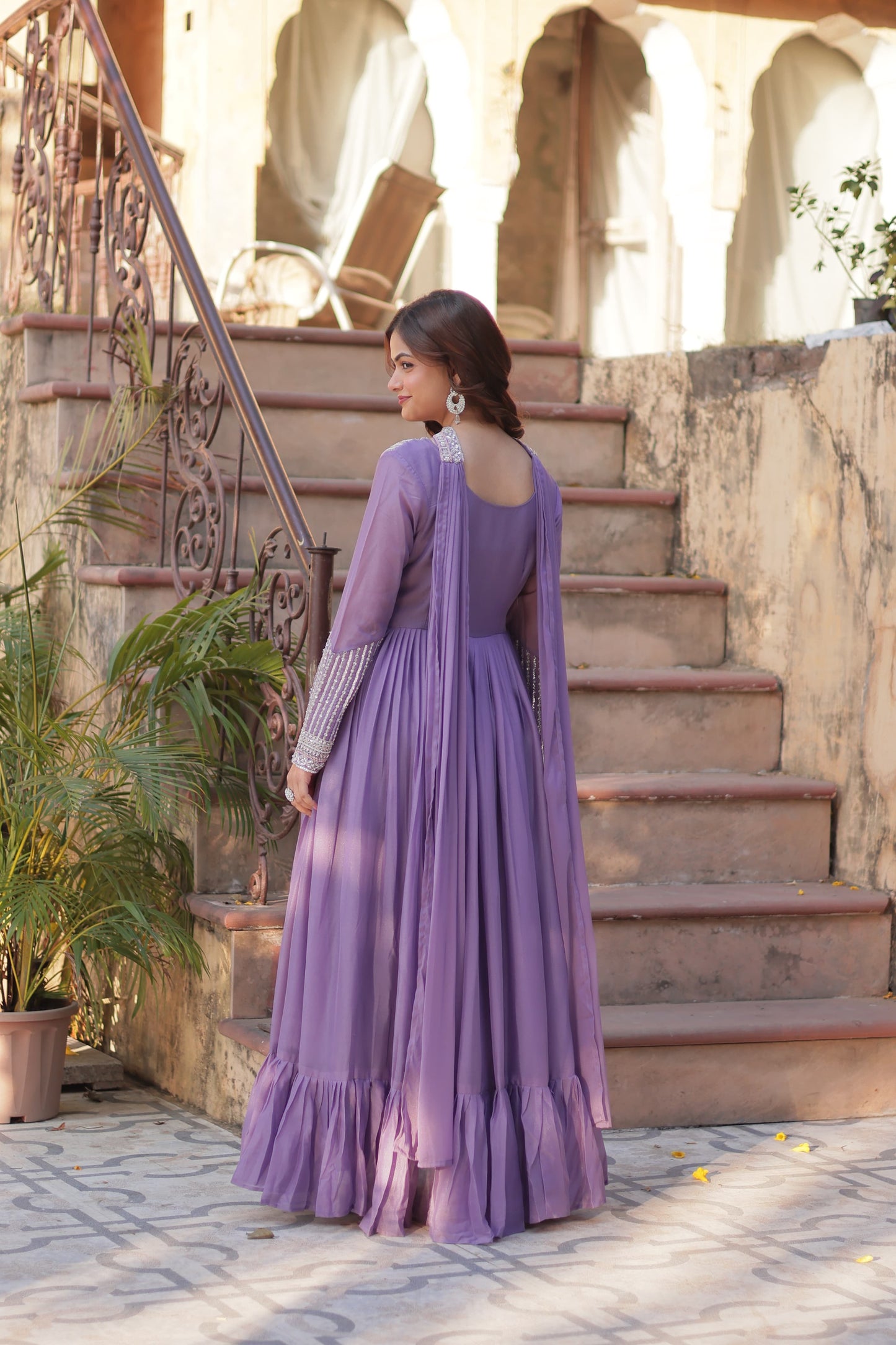 GEORGETTE EMBROIDERY TRADITIONAL DESIGNER GOWN - ETHNIC WEAR FOR WOMEN - 301