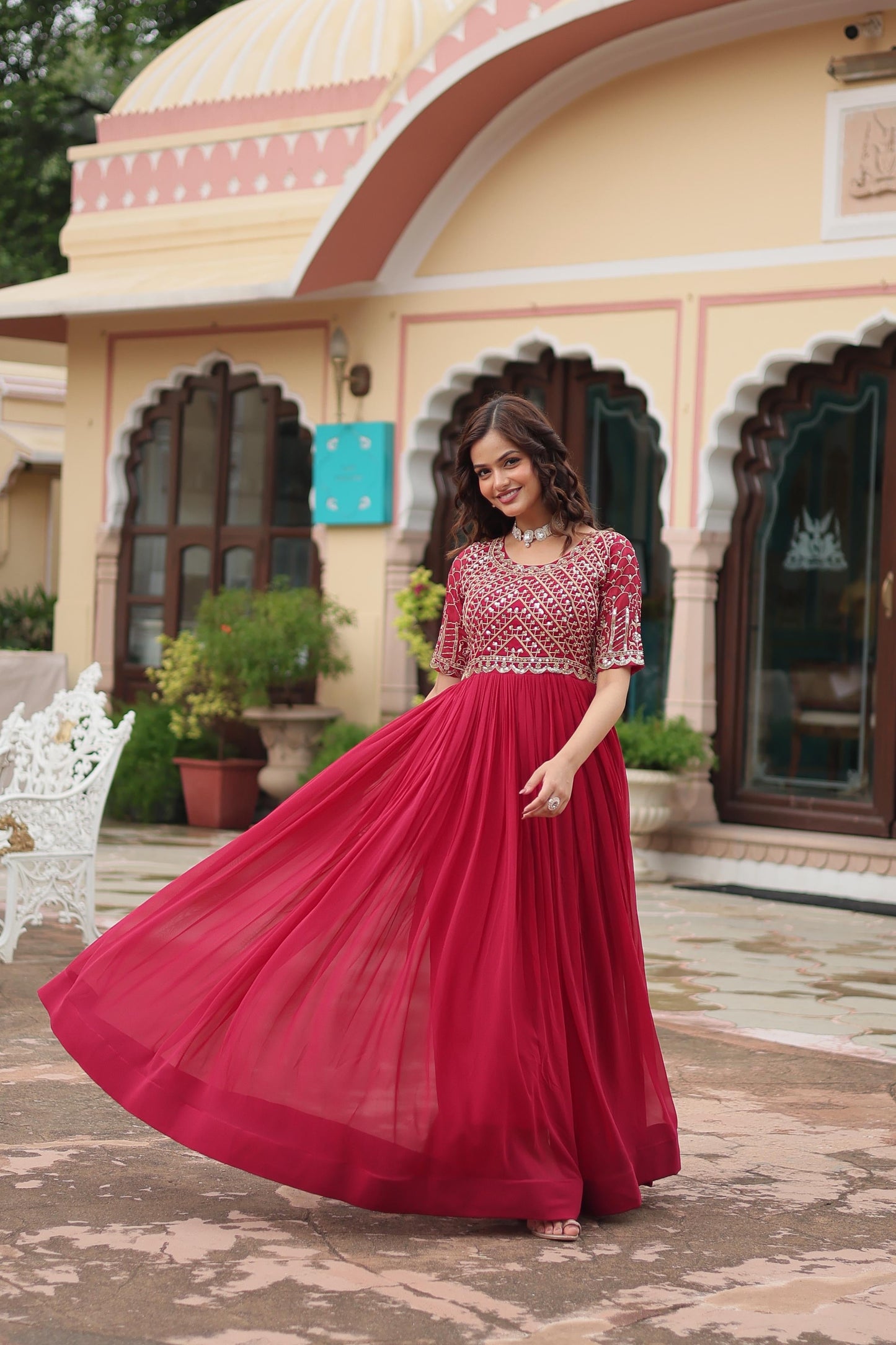 GEORGETTE TRADITIONAL DESIGNER GOWN - ETHNIC WEAR FOR WOMEN - 305