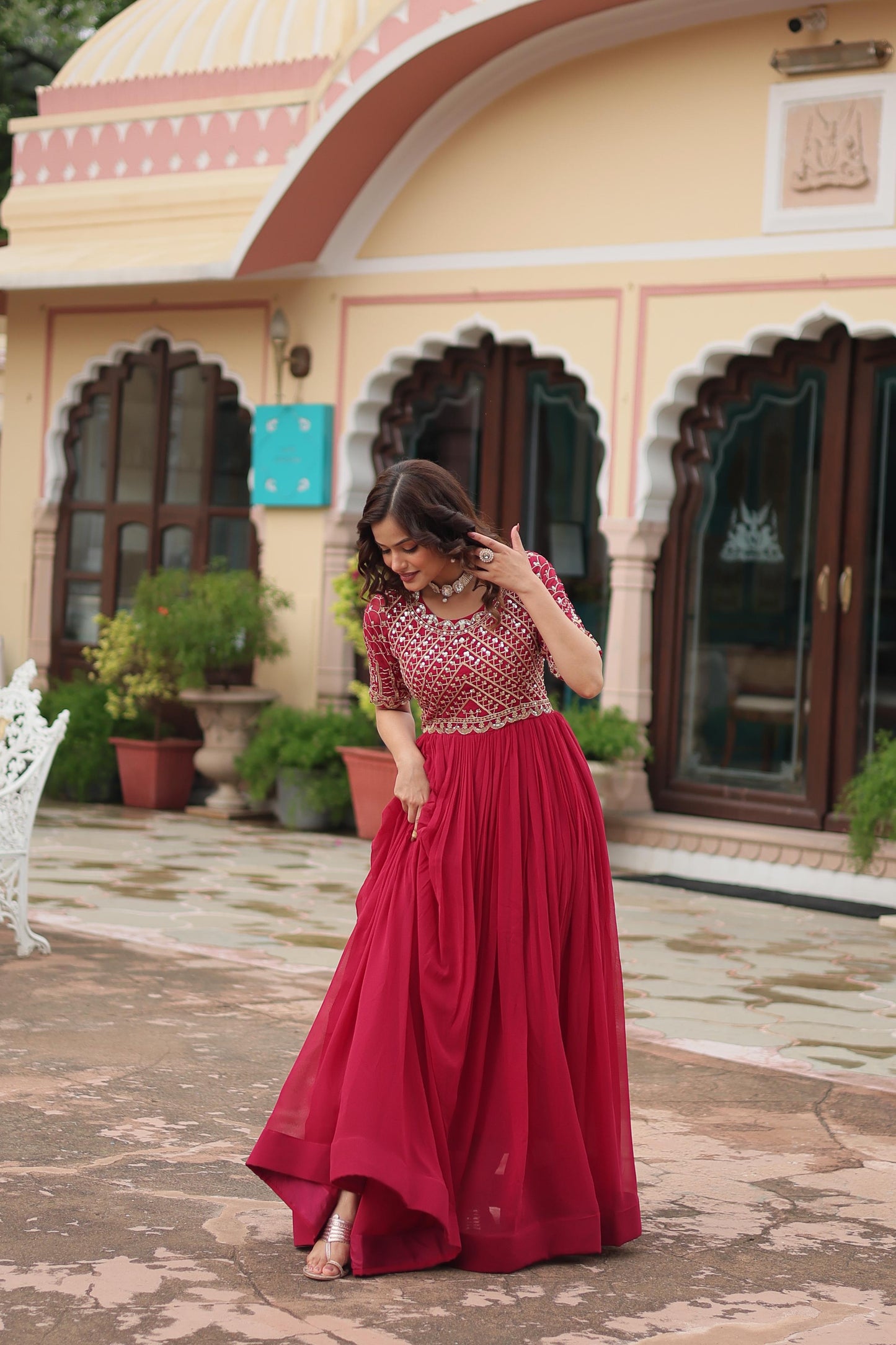 GEORGETTE TRADITIONAL DESIGNER GOWN - ETHNIC WEAR FOR WOMEN - 305