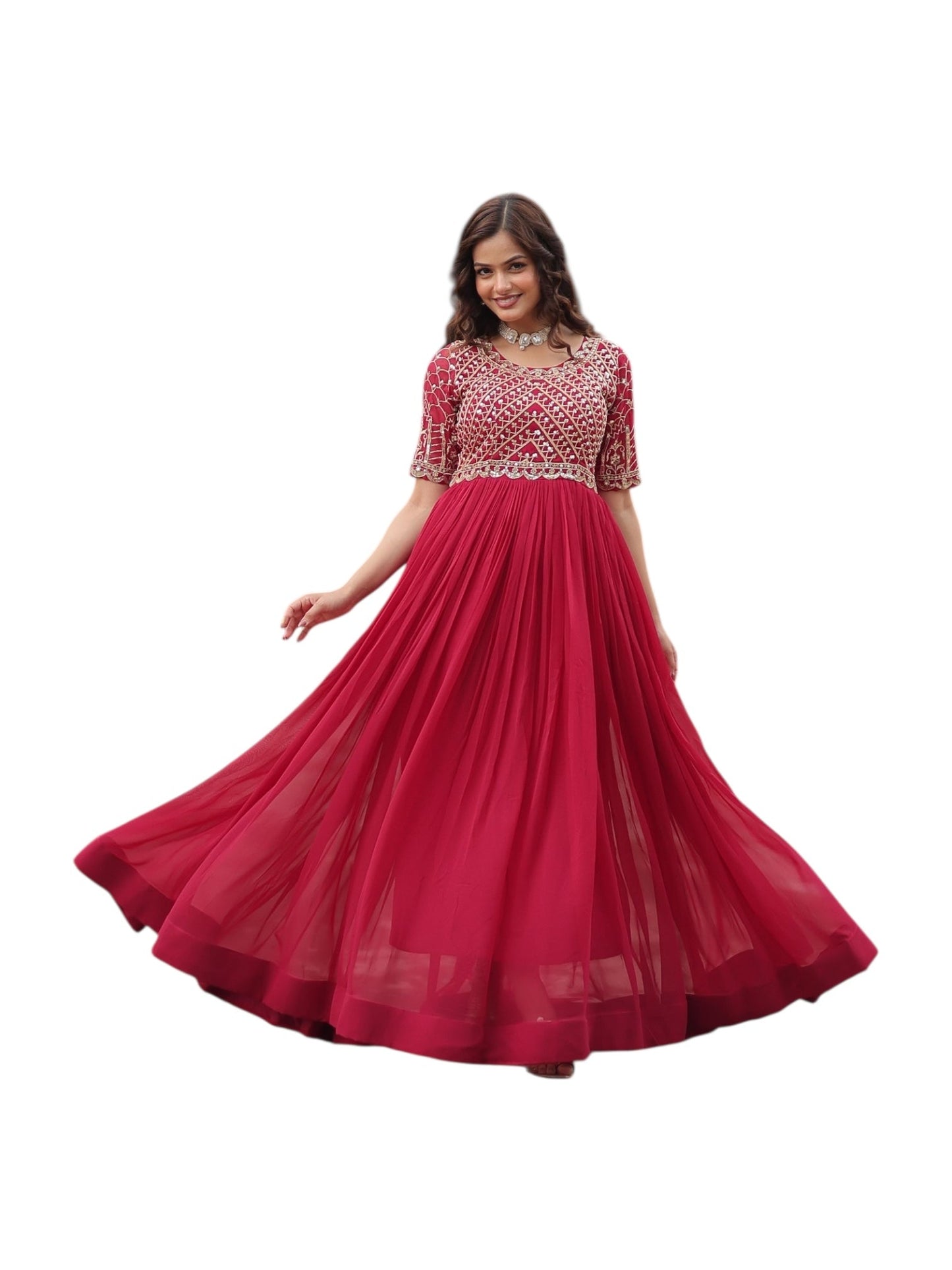 GEORGETTE TRADITIONAL DESIGNER GOWN - ETHNIC WEAR FOR WOMEN - 305