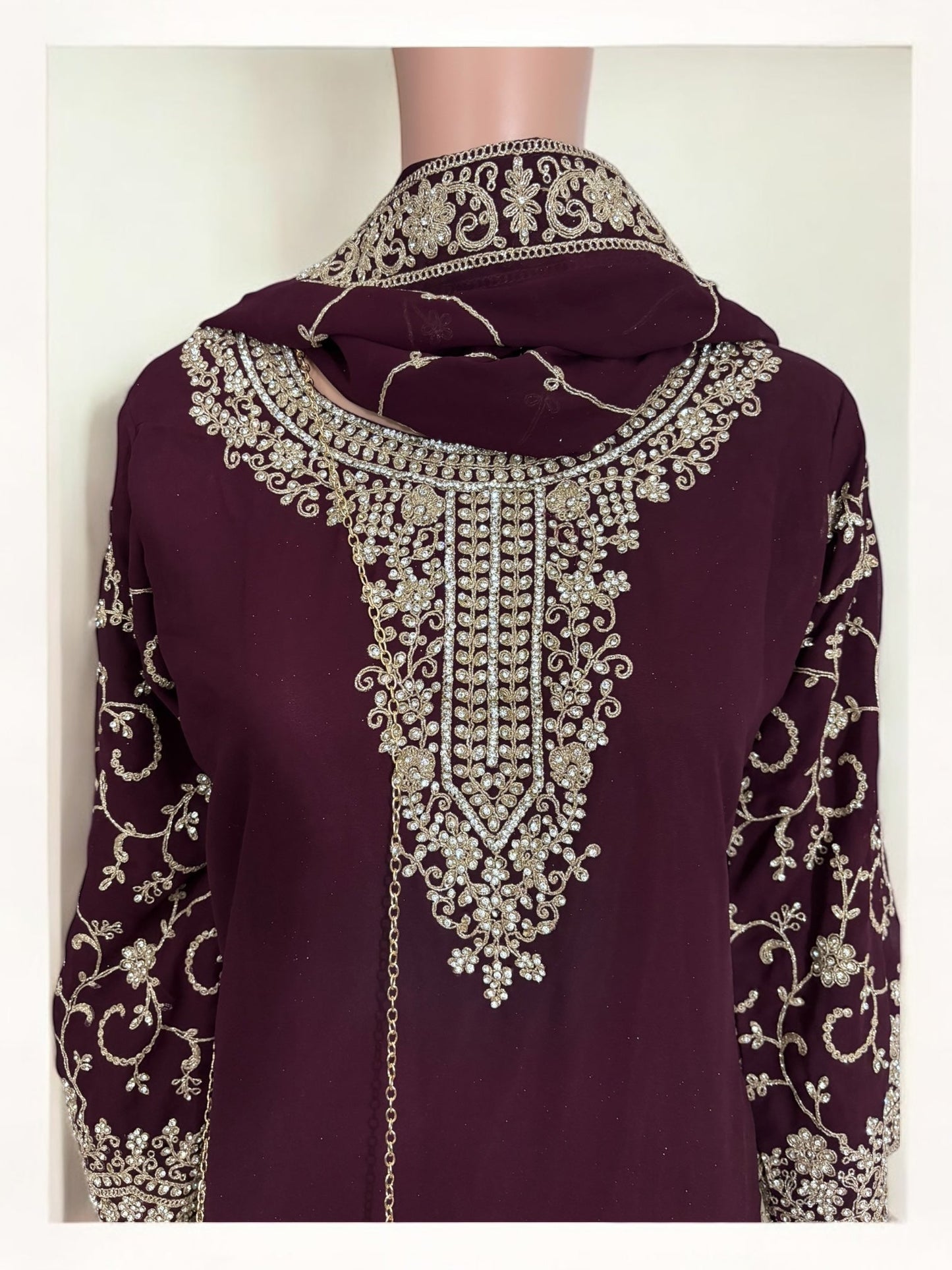 PURPLE- TRADITIONAL DESIGNER SALWAR KAMEEZ SUIT WITH HANDBAG- ETHNIC WEAR FOR WOMEN - 227