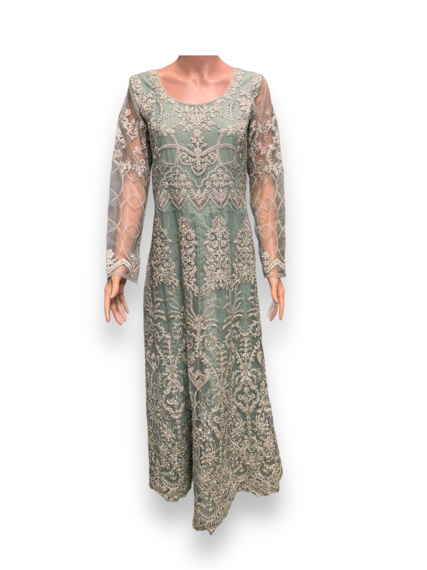 SEA GREEN COLOR BRIDAL ANARKALI GOWN -ETHNIC WEAR FOR WOMEN