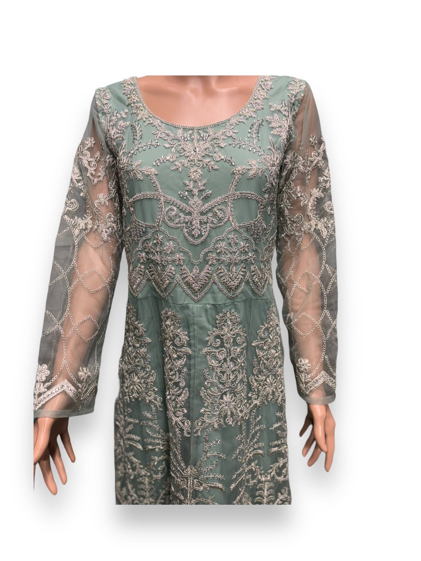 SEA GREEN COLOR BRIDAL ANARKALI GOWN -ETHNIC WEAR FOR WOMEN