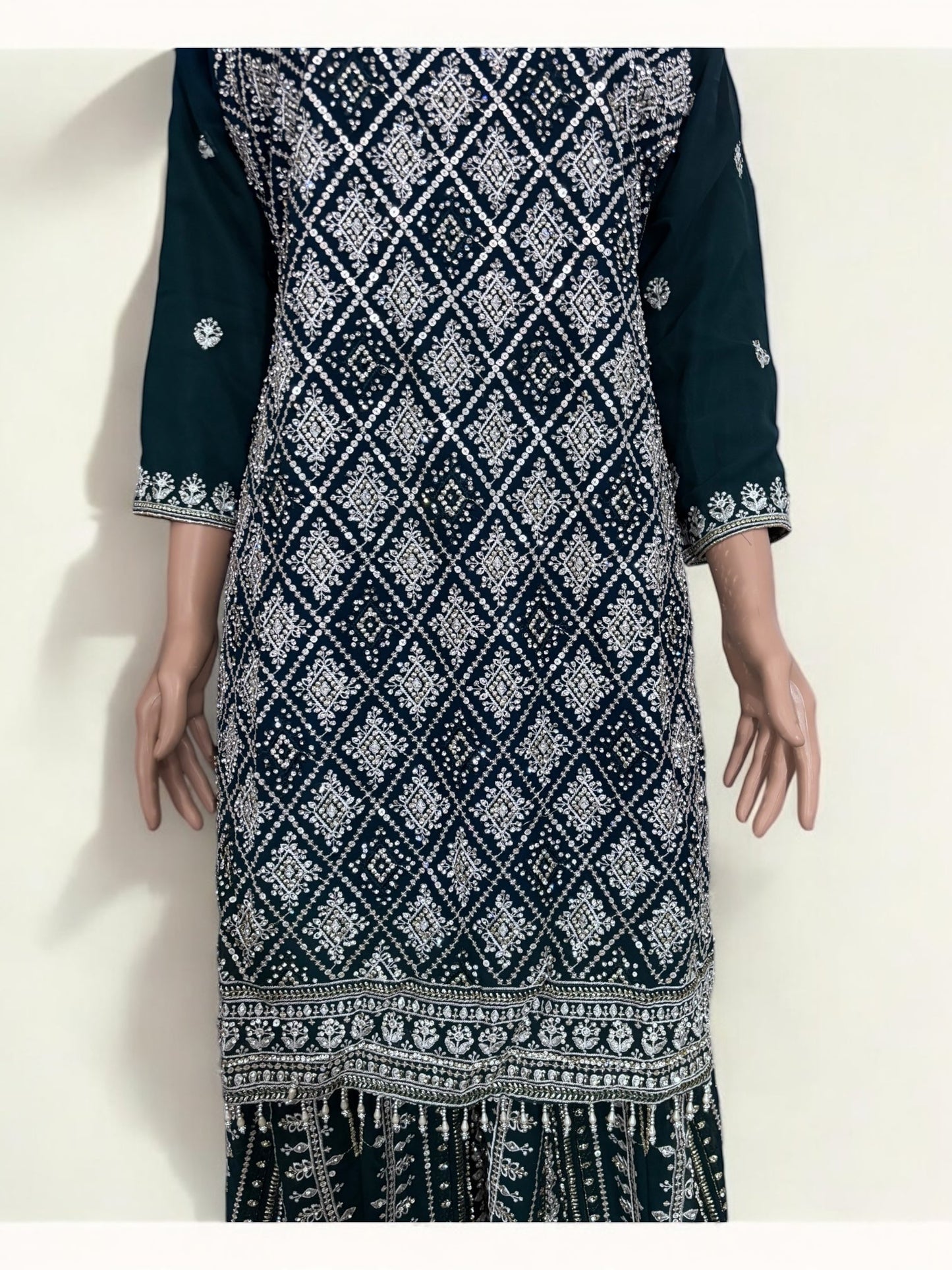 TEAL GREEN- TRADITIONAL DESIGNER SALWAR KAMEEZ SUIT- ETHNIC WEAR FOR WOMEN - 225