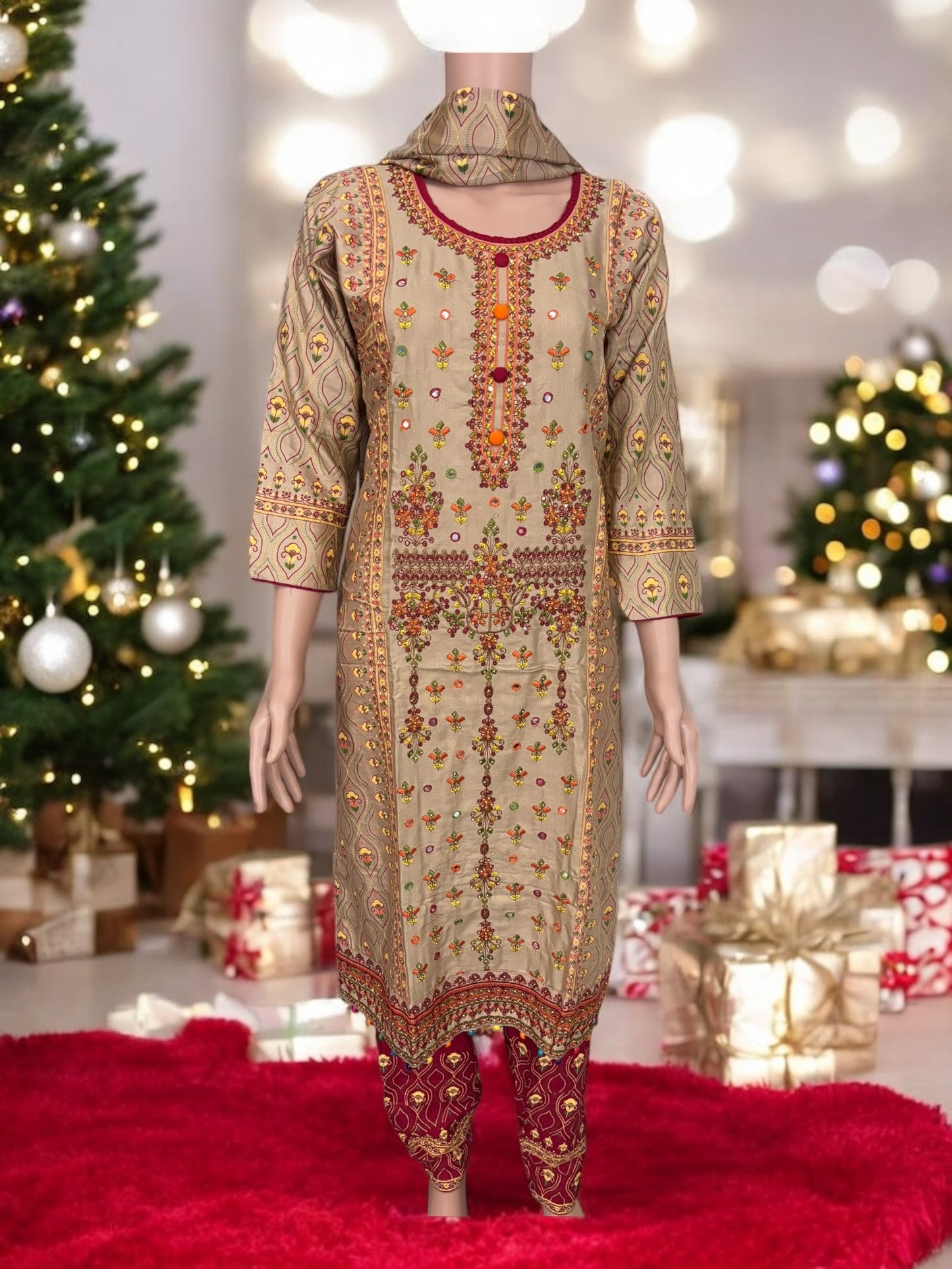 TRADITIONAL COTTON DESIGNER SALWAR KAMEEZ SUIT - ETHNIC WEAR FOR WOMEN - 218