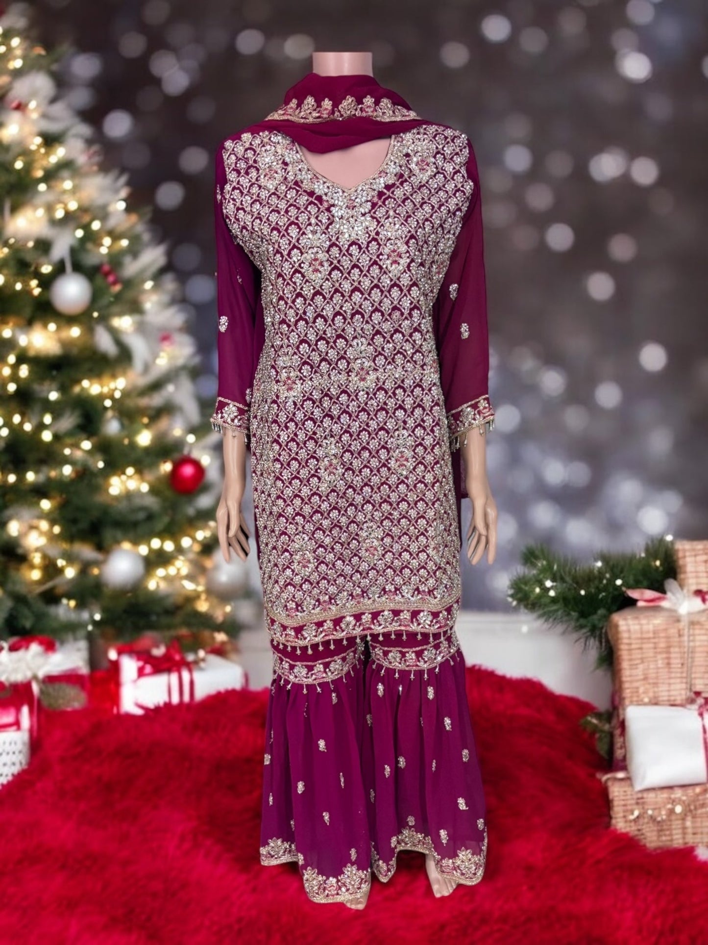 TRADITIONAL DESIGNER GARARA SALWAR KAMEEZ SUIT - ETHNIC WEAR - 201